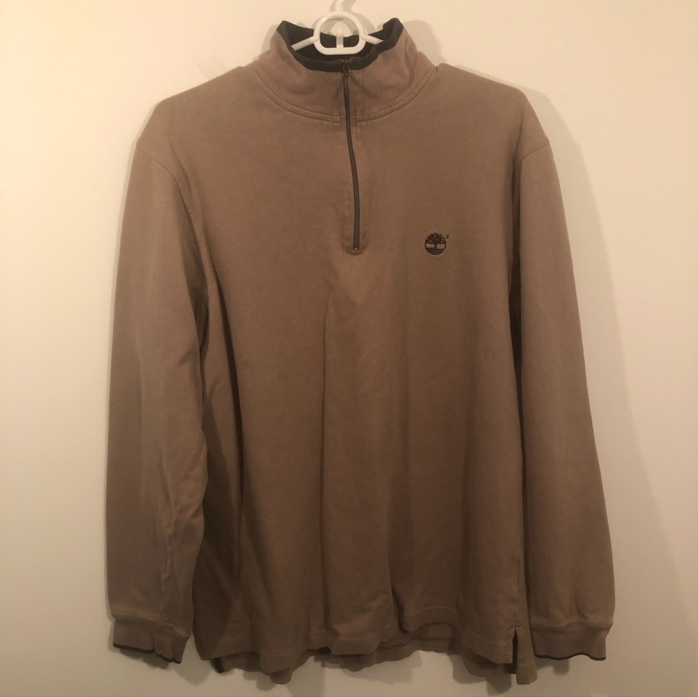 Timberland Sweater Men’s M 1/4 Zip Pullover Tan Cotton